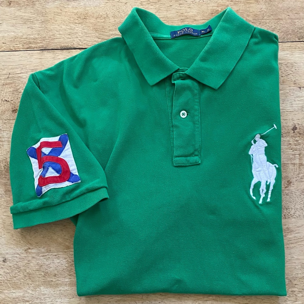 Polo Ralph Lauren Men’s Sz XL Kelly Green Mesh Knit Big‎ Pony Rugby Polo Shirt
